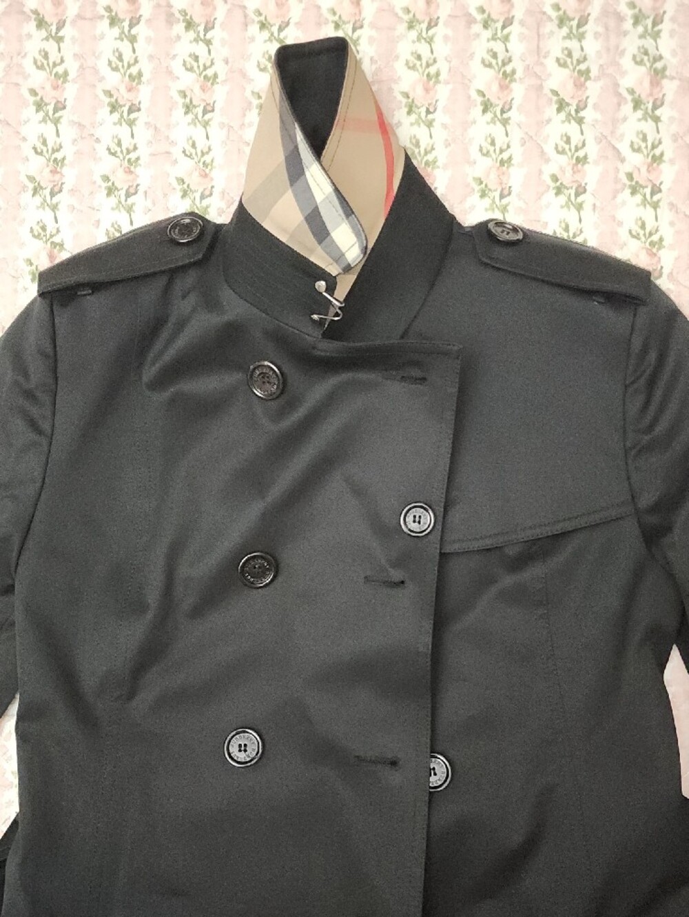 Burberry London Kensington Black Double-Breasted Trench Coat US 2 UK 4 ITA 36 - Picture 9 of 13